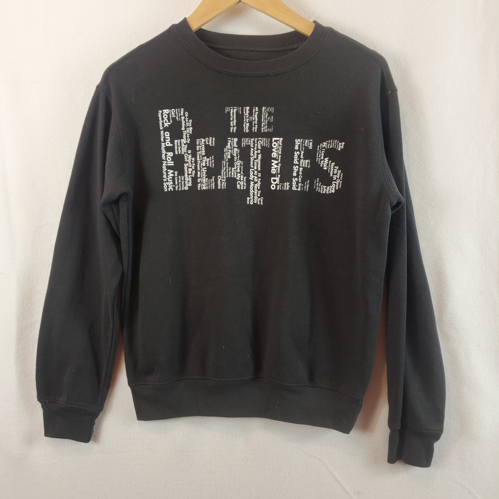 Beatles Women's Sweatshirt Black Long Sleeve Cropped XS